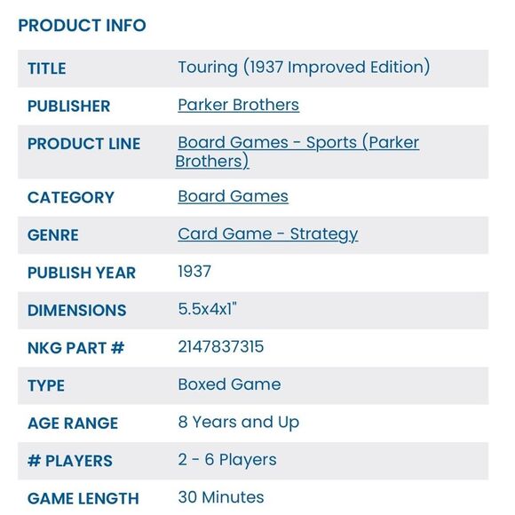 Touring 1937 Improved Edition vintage card game By: Parker Brothers - Picture 7 of 7